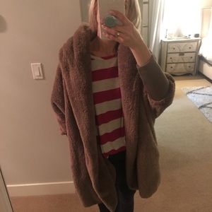 Oversized teddy cardigan/jacket with hood szS/M